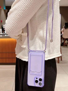 透明插卡槽手機殼附帶繩子 - 紫色 - 查看 4