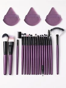 18件套化妆刷套装，含3个化妆粉扑，柔软三角矿物粉扑，适用于面部化妆。化妆刷套装，化妆刷套装，化妆刷组合，化妆刷套装，全套化妆刷，化妆刷套装，全套化妆工具，化妆刷套装，化妆刷套装，化妆礼盒套装 - 彩色 - 查看 2