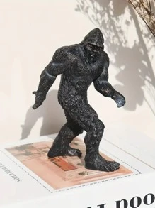 1 piece Lifelike Garden Ornament Ape Man Figure, and Gorilla Static Human Origins Statue - Black - View 3