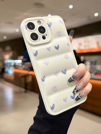Heart Pattern Puffer Phone Case