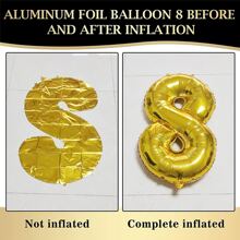 100 件/套五彩纸屑亮片哑光黑铬金乳胶气球链花环套装，铝箔生日快乐横幅，32 英寸数字 18 生日派对装饰配件，男女皆宜 - 杏色 - 查看 6