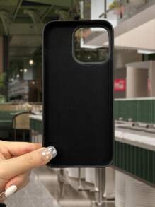 Funda básica de silicona sólida para teléfono compatible con iPhone15/15Plus/15Pro/15Promax - Negro - Ver 6