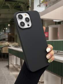 Funda básica de silicona sólida para teléfono compatible con iPhone15/15Plus/15Pro/15Promax - Negro - Ver 2