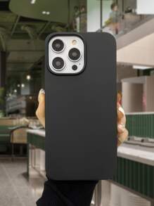 Funda básica de silicona sólida para teléfono compatible con iPhone15/15Plus/15Pro/15Promax - Negro - Ver 4