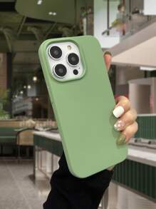 Funda de silicona de color verde manzana sólida compatible con iPhone 15/15 Plus/15 Pro/15 Pro Max - Verde - Ver 2