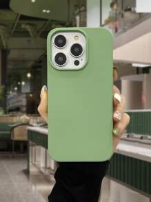 Funda de silicona de color verde manzana sólida compatible con iPhone 15/15 Plus/15 Pro/15 Pro Max - Verde - Ver 3