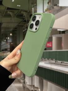 Funda de silicona de color verde manzana sólida compatible con iPhone 15/15 Plus/15 Pro/15 Pro Max - Verde - Ver 4