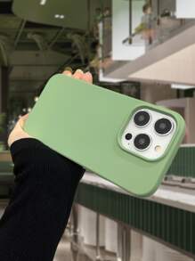 Funda de silicona de color verde manzana sólida compatible con iPhone 15/15 Plus/15 Pro/15 Pro Max - Verde - Ver 5