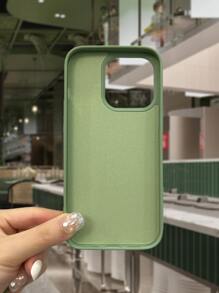 Funda de silicona de color verde manzana sólida compatible con iPhone 15/15 Plus/15 Pro/15 Pro Max - Verde - Ver 6
