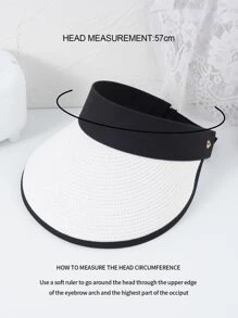 1pc Women Two Tone Sun Protection Fashion Visor Hat For Outdoor - White - View 3
