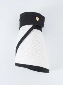 1pc Women Two Tone Sun Protection Fashion Visor Hat For Outdoor - White - View 5