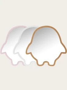 壁掛式創意裝飾浴室梳妝鏡,卡通企鵝形狀化妝鏡適用於幼兒園,洗手間,孩子們的,燈粉色的