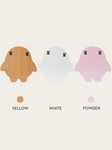 壁掛式創意裝飾浴室梳妝鏡,卡通企鵝形狀化妝鏡適用於幼兒園,洗手間,孩子們的,燈粉色的