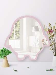 壁掛式創意裝飾浴室梳妝鏡,卡通企鵝形狀化妝鏡適用於幼兒園,洗手間,孩子們的,燈粉色的