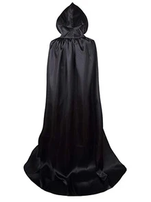 1入組萬聖節斗篷，帶立領和兜帽，黑色角色扮演斗篷，適合兒童和成人 - 黑色 - 查看 3