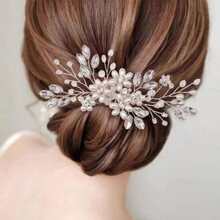 1 Máy Tính Cô Dâu Ngọc Trai Tóc Áo Cưới Phụ Kiện Dây Đeo Đầu, Trang Sức Cô Dâu Thanh Lịch Boho Tiaras - trắng - Xem 1