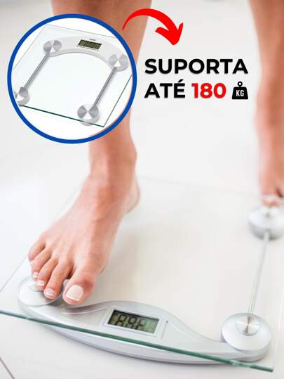 Balança Digital Eletrônica Com Base Em Vidro Para Cozinha Banheiro 180kg