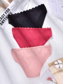 3 piezas Bragas con encaje en contraste