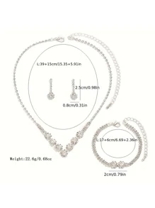 1set Flower Shaped Jewelry Set Including Necklace, Earrings And Bracelet