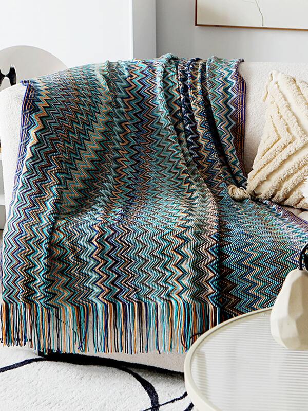 1pc Knitted Blanket For Bed, Office, Air-conditioned Room, Sofa, Car Or Nap Cover