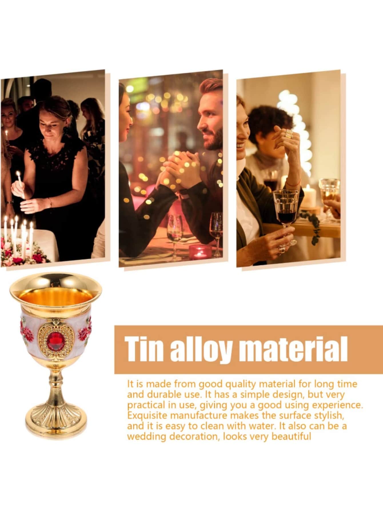 30毫升復古中世紀紅酒杯帶水鑽哥特式金屬高腳杯哥特式浪漫禮物婚禮派對裝飾用品小紅酒杯 - 紅色 - 查看 1