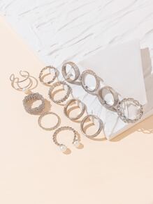 12 cái Đồ trang trí Ngọc Trai giả Nhẫn - Màu Bạc Cổ - Xem 2