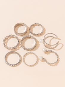 12 cái Đồ trang trí Ngọc Trai giả Nhẫn - Màu Bạc Cổ - Xem 3