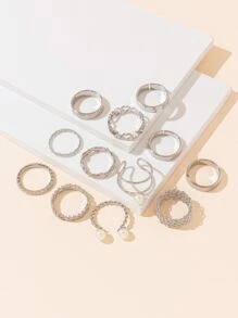 12 cái Đồ trang trí Ngọc Trai giả Nhẫn - Màu Bạc Cổ - Xem 4