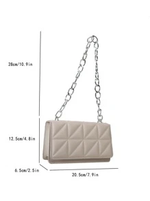 Túi đeo chéo màu trơn thời trang mini có dây đeo bằng kim loại - Màu be - Xem 4