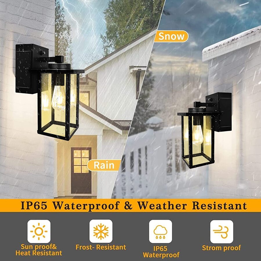 Porch Lights With GFCI Outlet, Anpty Dusk To Dawn Outdoor Wall Lantern