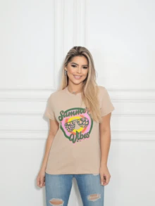 Women T-Shirts - 杏色 - 查看 1