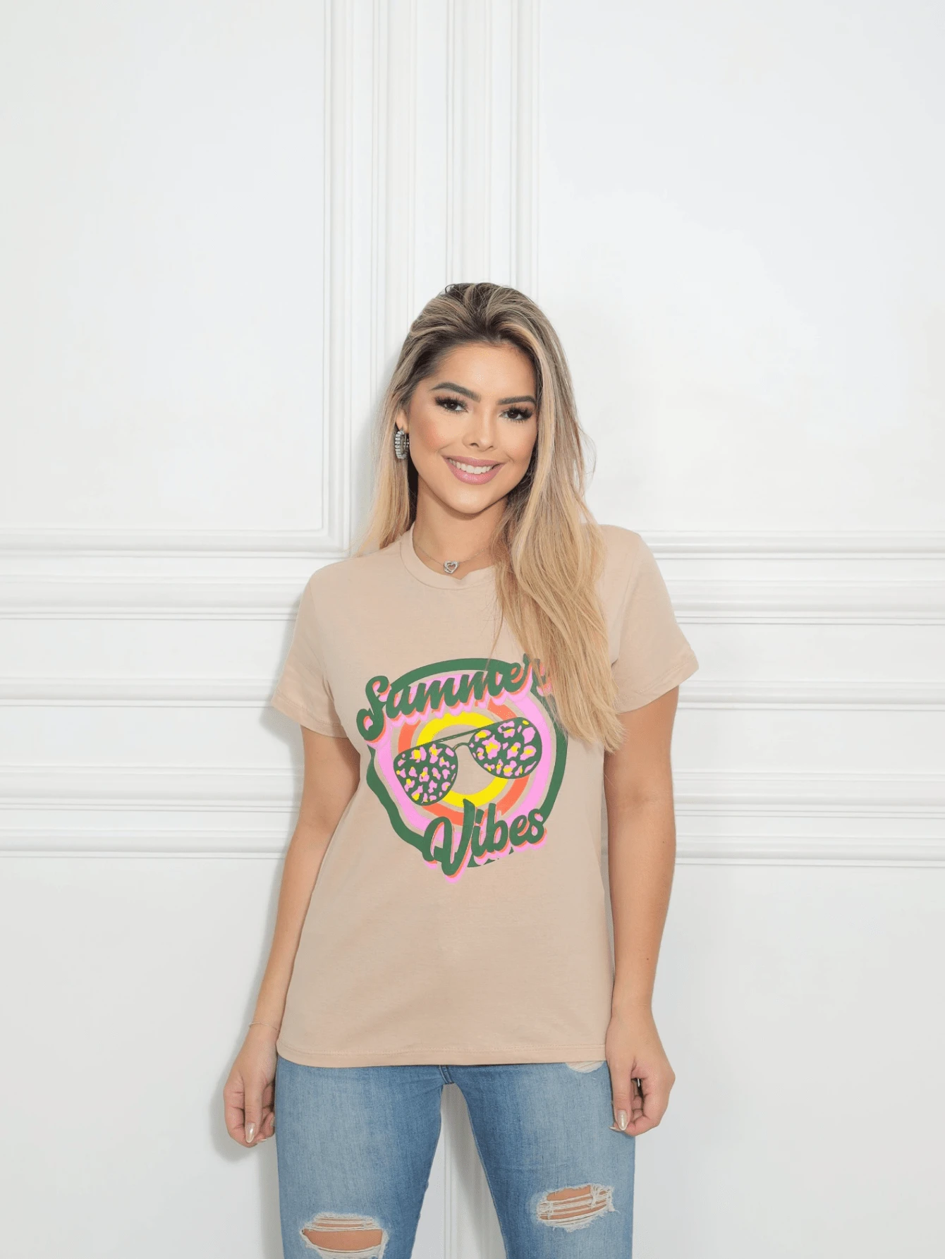 Women T-Shirts - 杏色 - 查看 1