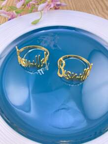 6入組字母形狀派對餐巾環,DIY桌子裝飾用品,金色顏色金屬質感餐巾架