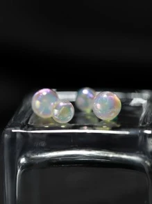 1 đôi Bông tai ngọc trai giả công chúa nàng tiên cá bằng bạc 925, có hạt bong bóng cầu vồng, khuyên tai bạc nữ, thiết kế thích hợp, tinh tế, mộng mơ, thanh lịch và ngọt ngào, bông tai lớn tròn hoàn hảo. Ngày lễ - Bạc - Xem 8