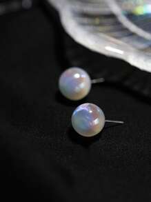 1 đôi Bông tai ngọc trai giả công chúa nàng tiên cá bằng bạc 925, có hạt bong bóng cầu vồng, khuyên tai bạc nữ, thiết kế thích hợp, tinh tế, mộng mơ, thanh lịch và ngọt ngào, bông tai lớn tròn hoàn hảo. Ngày lễ - Bạc - Xem 9