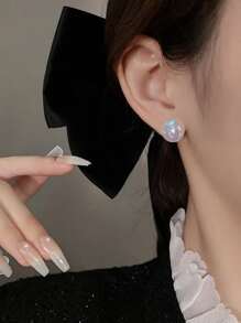 1 đôi Bông tai ngọc trai giả công chúa nàng tiên cá bằng bạc 925, có hạt bong bóng cầu vồng, khuyên tai bạc nữ, thiết kế thích hợp, tinh tế, mộng mơ, thanh lịch và ngọt ngào, bông tai lớn tròn hoàn hảo. Ngày lễ - Bạc - Xem 3