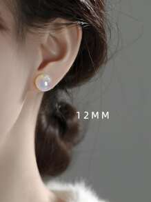 1 đôi Bông tai ngọc trai giả công chúa nàng tiên cá bằng bạc 925, có hạt bong bóng cầu vồng, khuyên tai bạc nữ, thiết kế thích hợp, tinh tế, mộng mơ, thanh lịch và ngọt ngào, bông tai lớn tròn hoàn hảo. Ngày lễ - Bạc - Xem 5