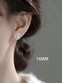 1 đôi Bông tai ngọc trai giả công chúa nàng tiên cá bằng bạc 925, có hạt bong bóng cầu vồng, khuyên tai bạc nữ, thiết kế thích hợp, tinh tế, mộng mơ, thanh lịch và ngọt ngào, bông tai lớn tròn hoàn hảo. Ngày lễ - Bạc - Xem 6