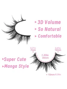 7 对 Sanishi Lashes 漫画风格自然假睫毛，3D 蓬松尖头角色扮演睫毛，适合韩国、日本和亚洲人