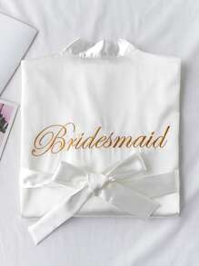 1pc Bridal/bridesmaid Wedding Satin Robe - White - View 1