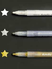 8 支高光油漆笔丙烯酸白色记号笔，4 支白色、2 支金色和 2 支银色丙烯酸记号笔，适用于金属、艺术、木材、黑纸、塑料、陶瓷、金属、岩石绘画、绘图，非常适合艺术家和学生 - 彩色 - 查看 1