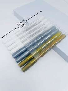 8 支高光油漆笔丙烯酸白色记号笔，4 支白色、2 支金色和 2 支银色丙烯酸记号笔，适用于金属、艺术、木材、黑纸、塑料、陶瓷、金属、岩石绘画、绘图，非常适合艺术家和学生 - 彩色 - 查看 2