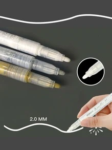 8 支高光油漆笔丙烯酸白色记号笔，4 支白色、2 支金色和 2 支银色丙烯酸记号笔，适用于金属、艺术、木材、黑纸、塑料、陶瓷、金属、岩石绘画、绘图，非常适合艺术家和学生 - 彩色 - 查看 3