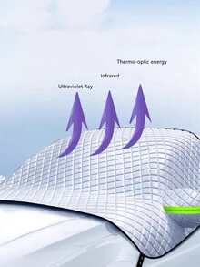 Car Sunshade With Rearview Mirror Cover - Silver - View 3