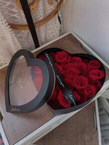 Cửa sổ mở màu đen Hộp quà hình trái tim có nắp trong suốt cho ngày lễ tình nhân - màu đen - Xem 2