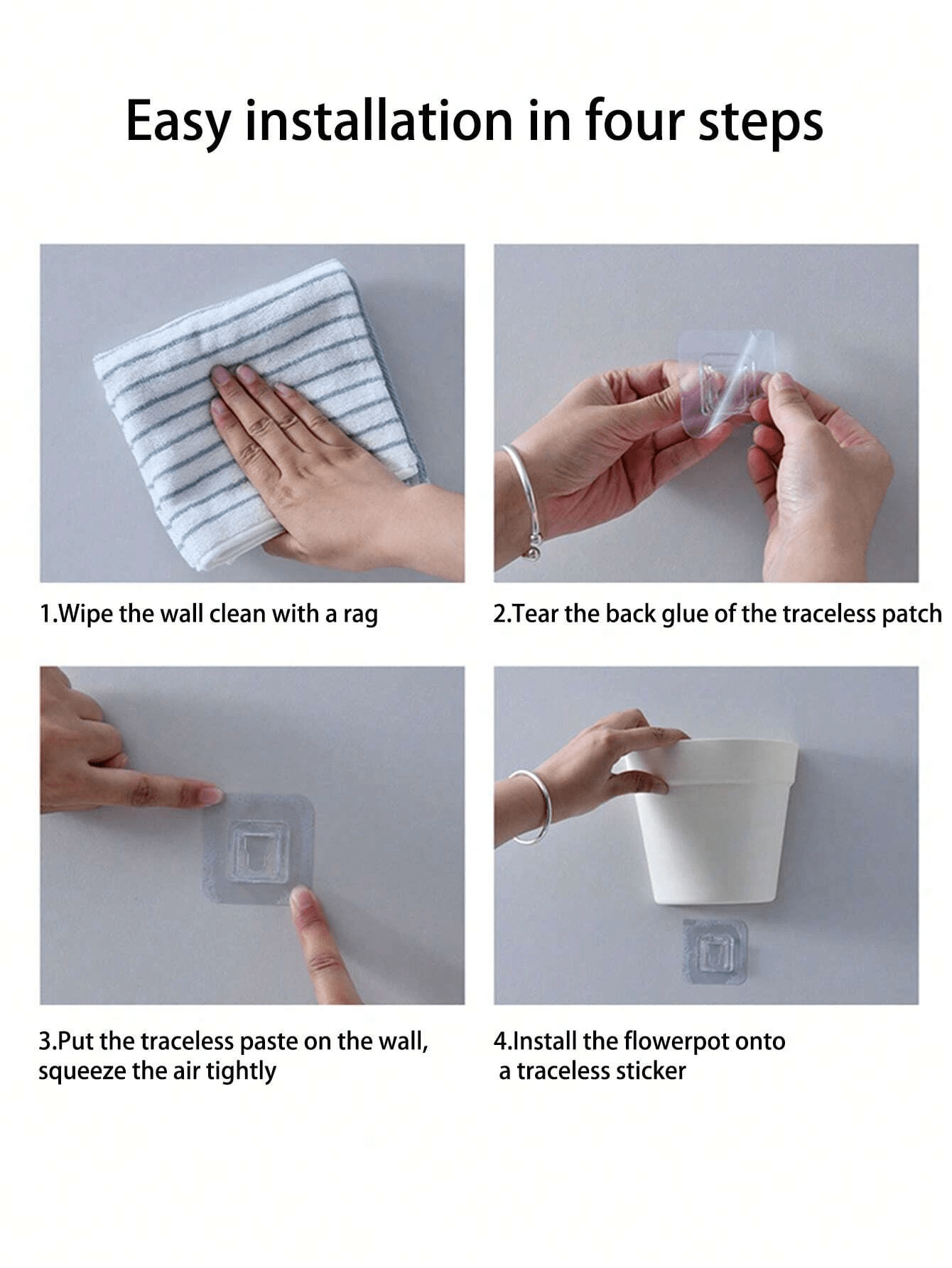 1pc Wall Mounted Halfround Flower Pot Without Drilling Holes Green