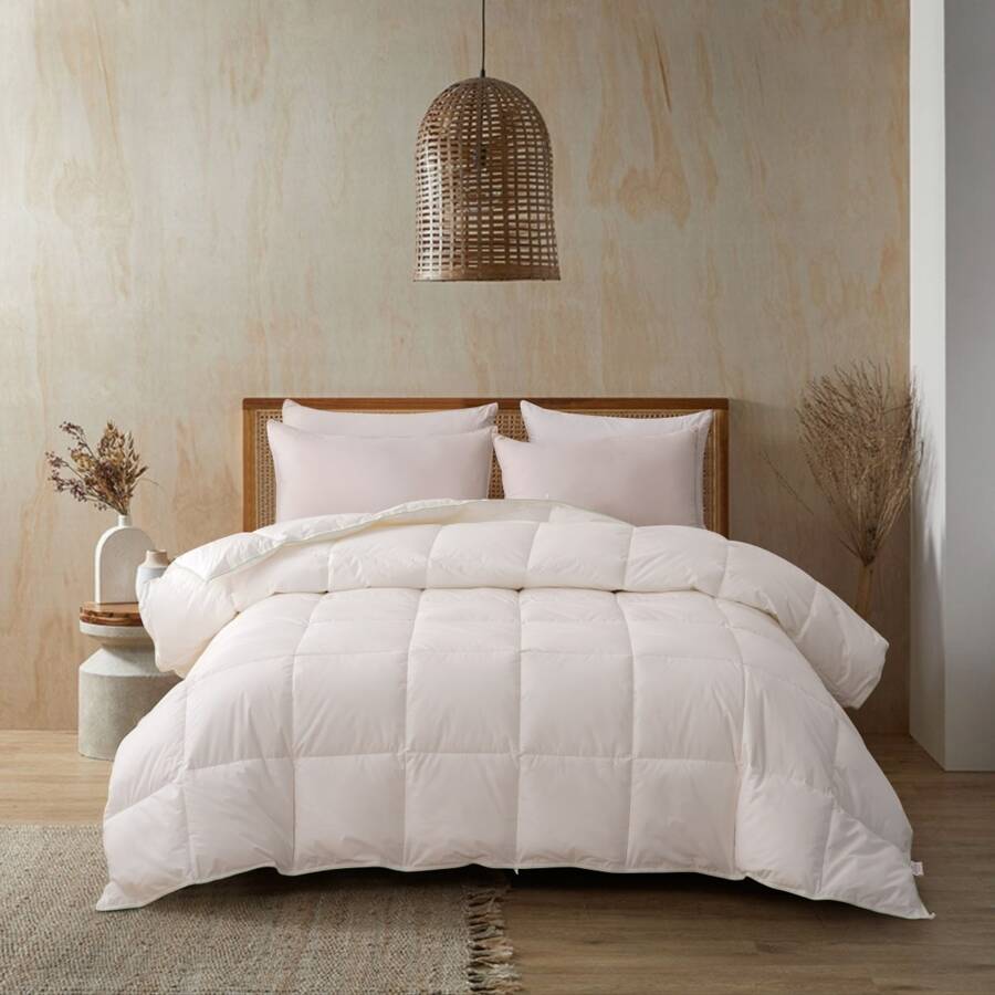 羽絨替代被子羽絨被插入物超柔軟親膚雲朵透氣 60 年代 1800 防羽絨被適合溫暖睡眠 - 白色 - 查看 1