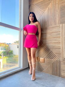 Women Two-piece Outfits - 玫瑰紅 - 查看 1