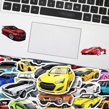 50入組復古車運動車貼適用於吉他滑板水瓶子保險槓頭盔滑雪板筆記本電腦手機殼冰箱門行李摩托車車配件玩具適用於禮物 - 彩色 - 查看 6