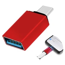 Adaptador Otg Usb Hembra A Tipo C Macho Para Memorias Mouse Teclado - Rojo - Ver 8
